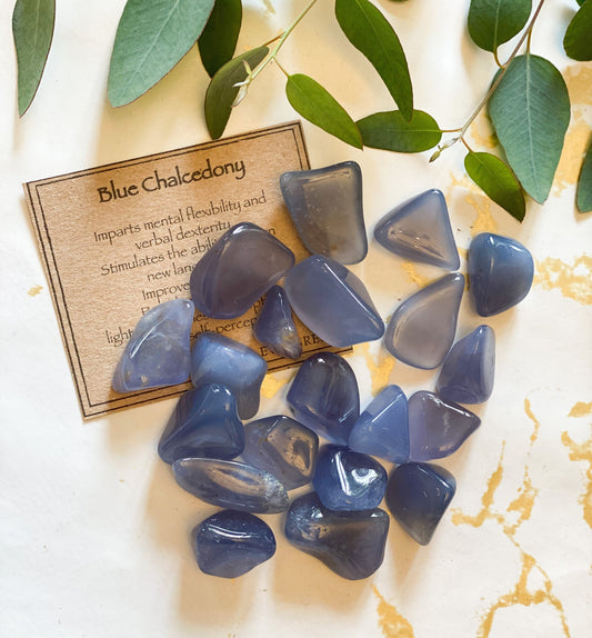 Blue Chalcedony Crystal Tumbled Stone - Self-Perception, Light-Heartedness & Optimism