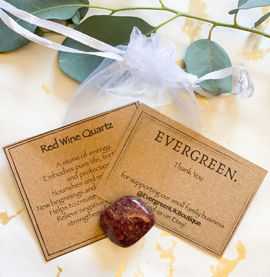 Red Wine Quartz Crystal Tumbled Stone - Life, Energy & New Beginnings