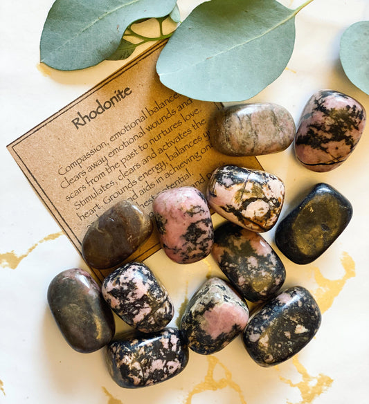 Rhodonite Crystal Tumbled Stone - Love, Balance & Grounding