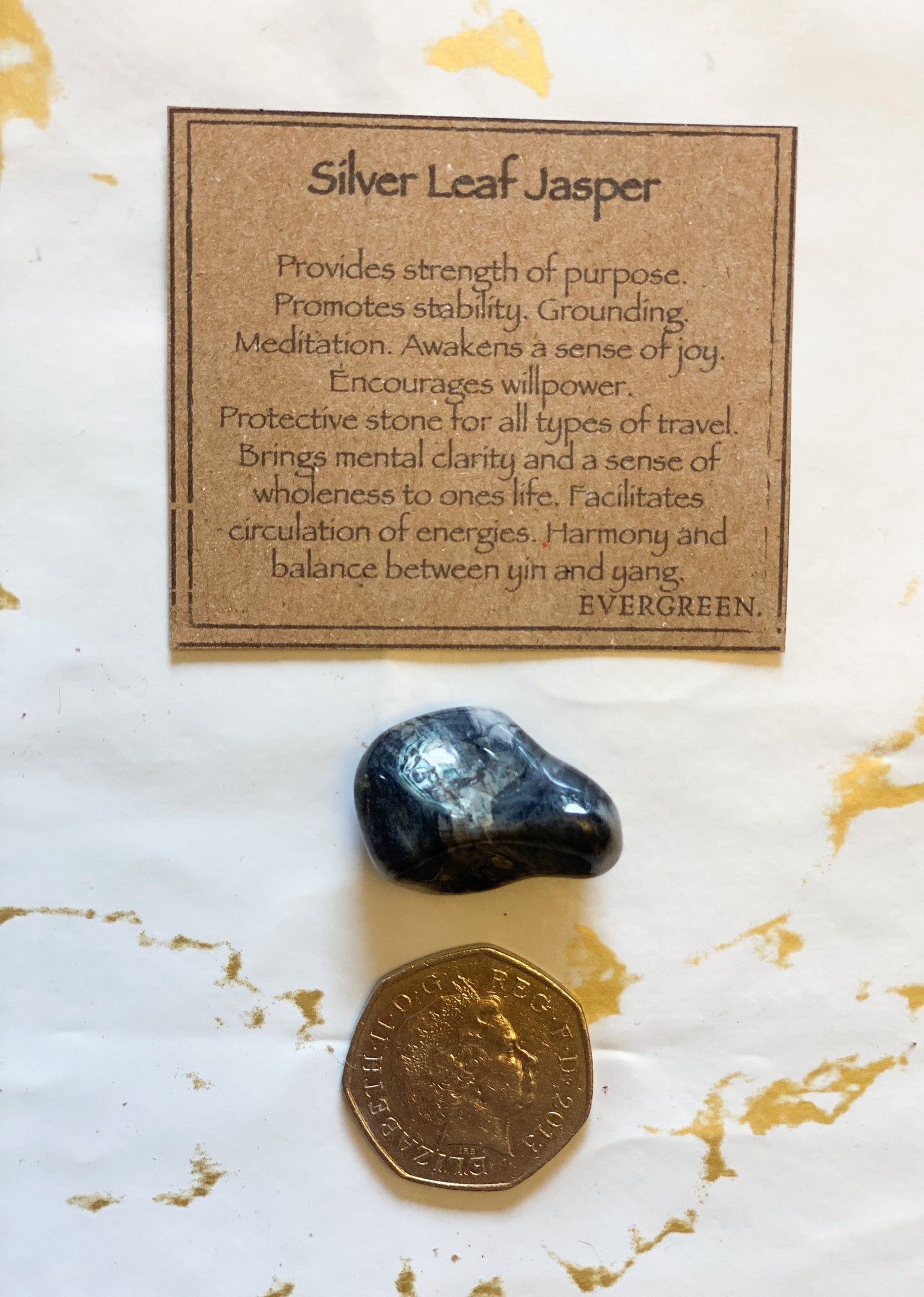 Silver Leaf Jasper Crystal Tumbled Stone - Protection, Strength & Grounding