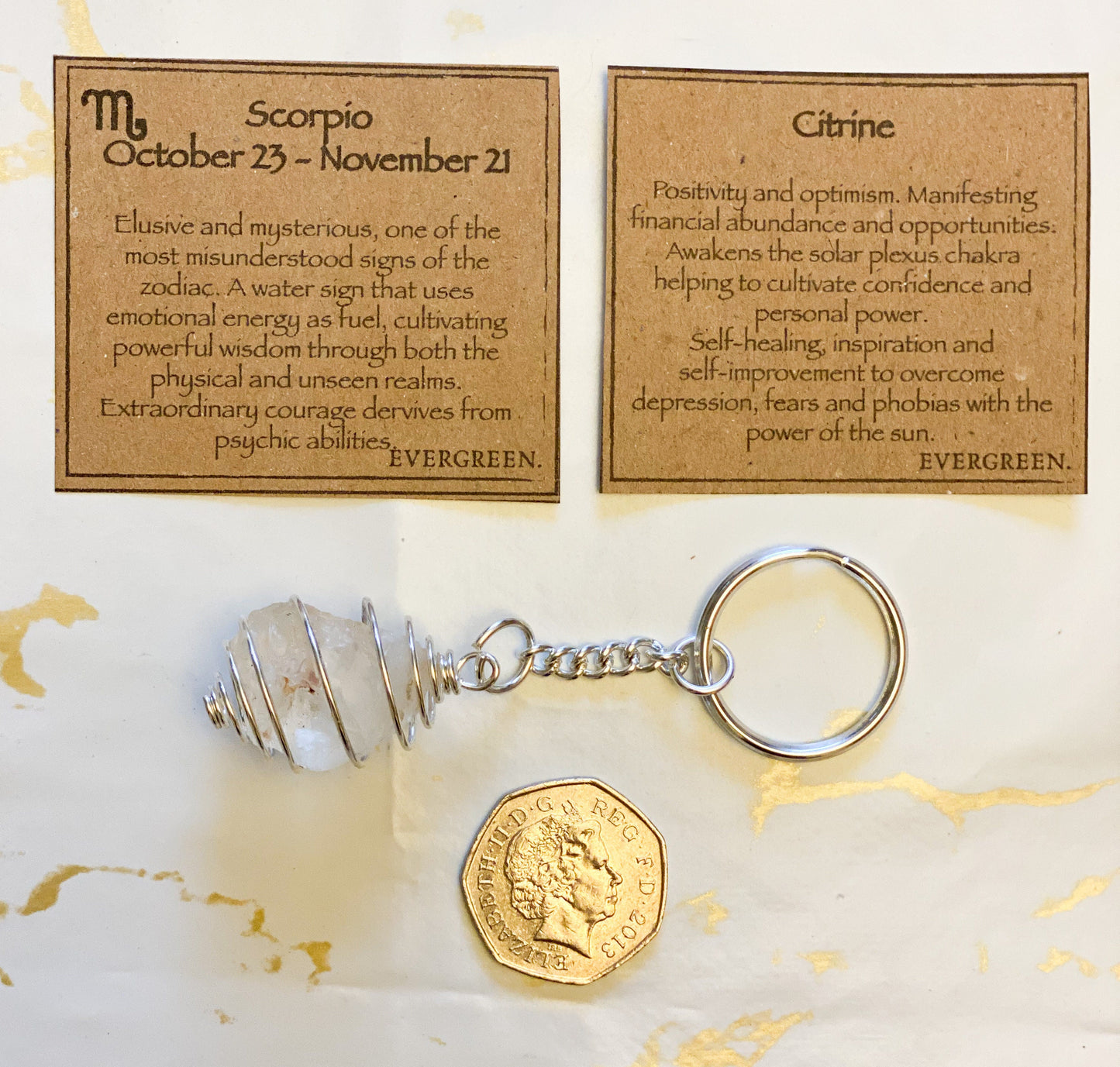 Scorpio Zodiac Citrine Crystal Keychain Gift Set