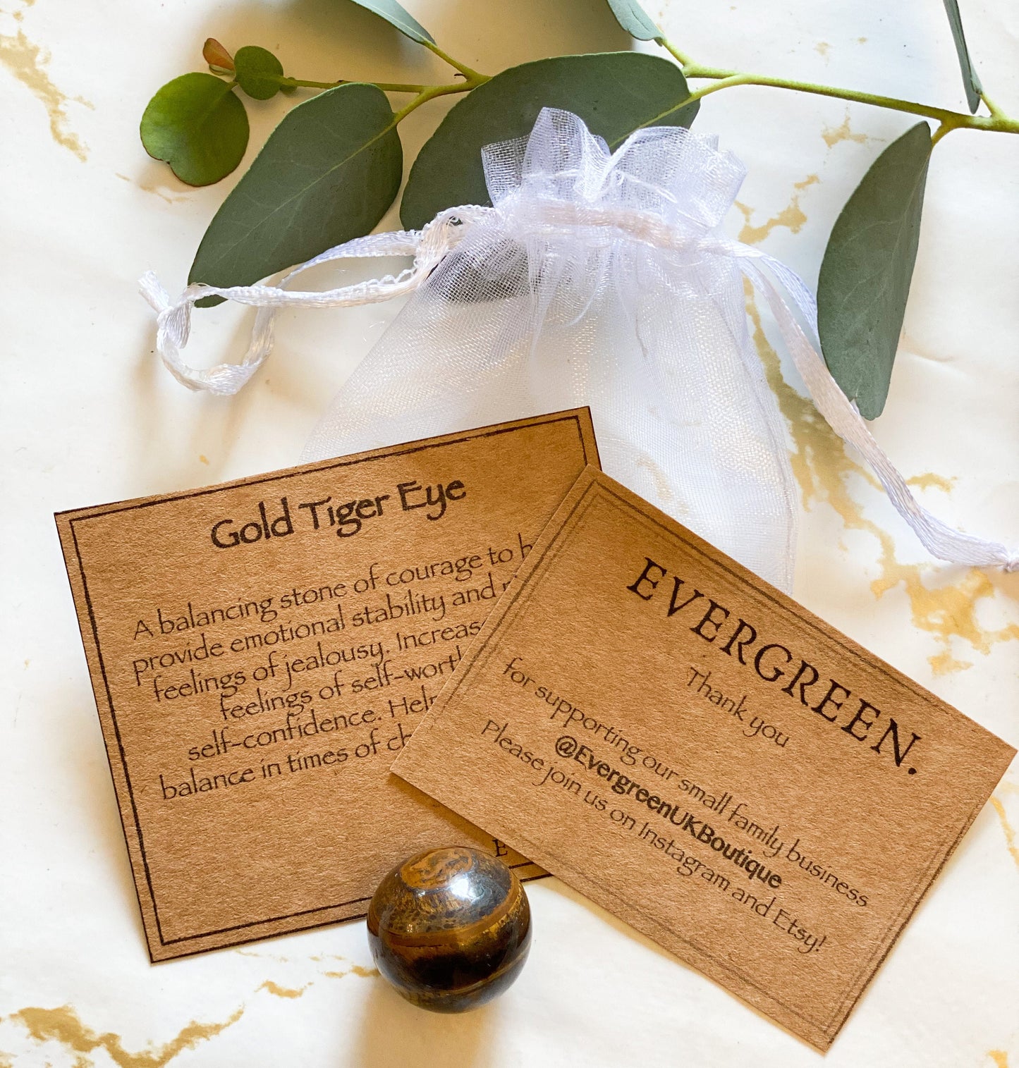 Gold Tiger Eye Crystal Sphere 20mm - Self-Worth, Self-Confidence & Stability