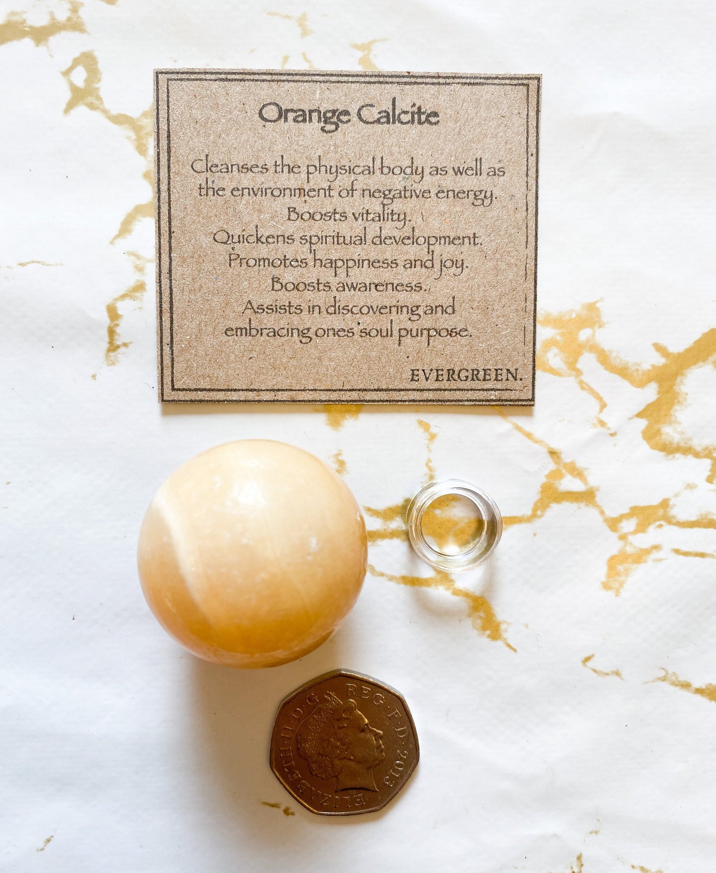 Orange Calcite Crystal Sphere 35mm With Stand - Happiness, Development & Joy