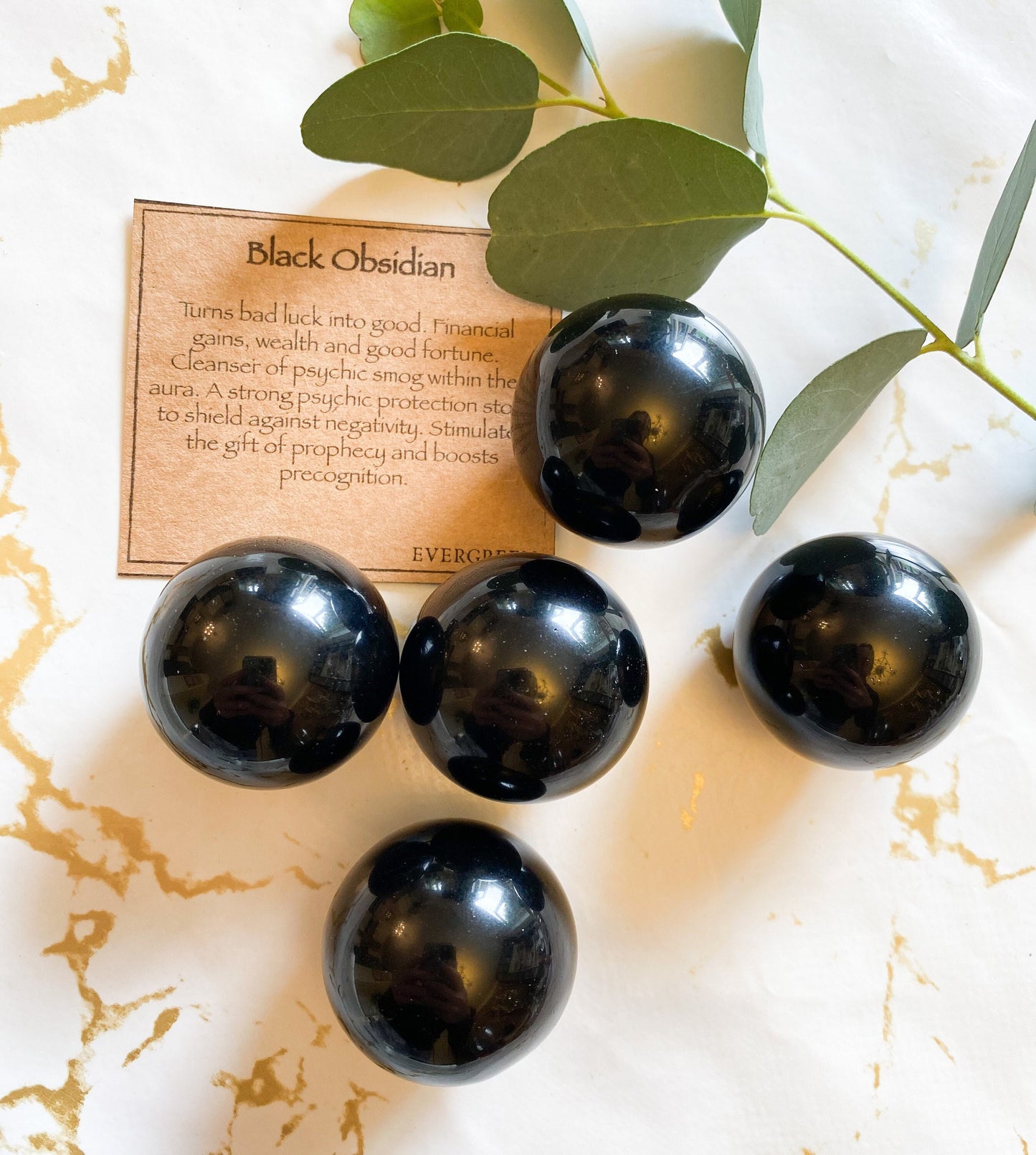 Black Obsidian Crystal Sphere 35mm With Stand - Protection, Luck & Good Fortune