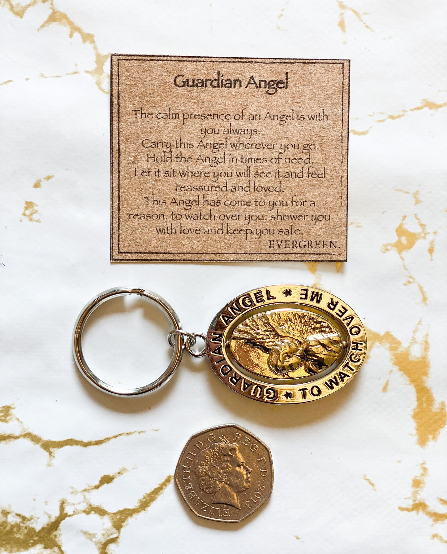 Guardian Angel Spinner Keychain - Peace, Love & Protection