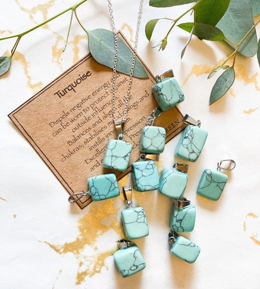 Turquoise Crystal Tumbled Stone Pendant - Balance, Protection & Inner Calm