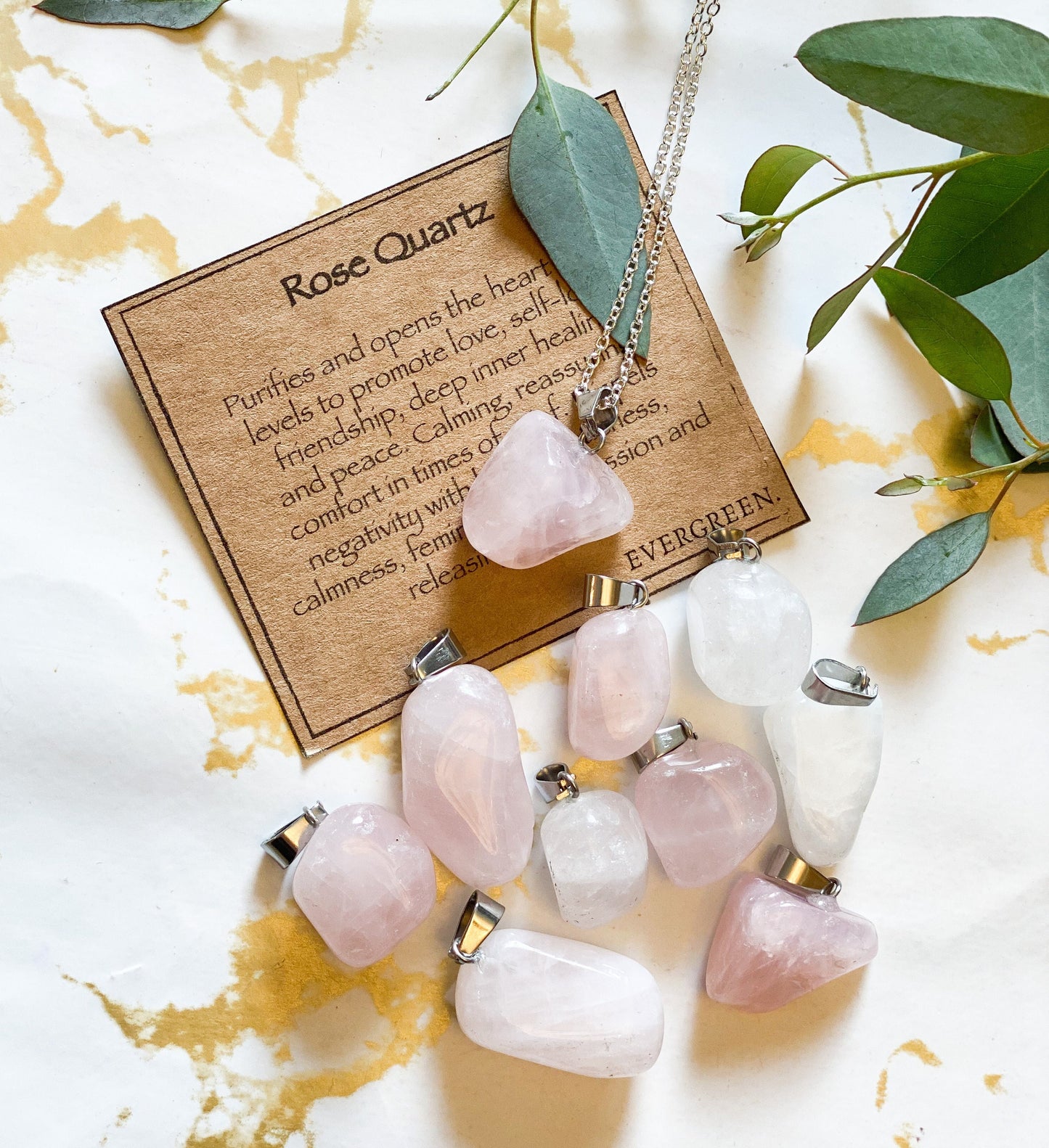 Rose Quartz Crystal Tumbled Stone Pendant - Peace, Healing & Self-Love