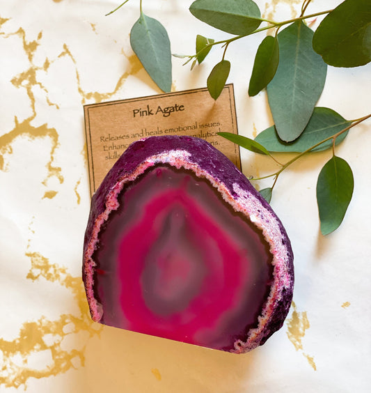 Pink Agate Crystal End - Calming, protection & Self-Confidence