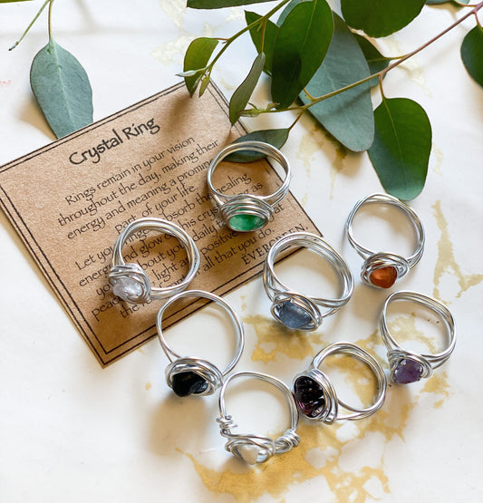 Handmade Crystal Wire Rings - Wide Variety Available