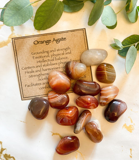 Orange Agate Crystal Tumbled Stone - Grounding, Strength & Balance