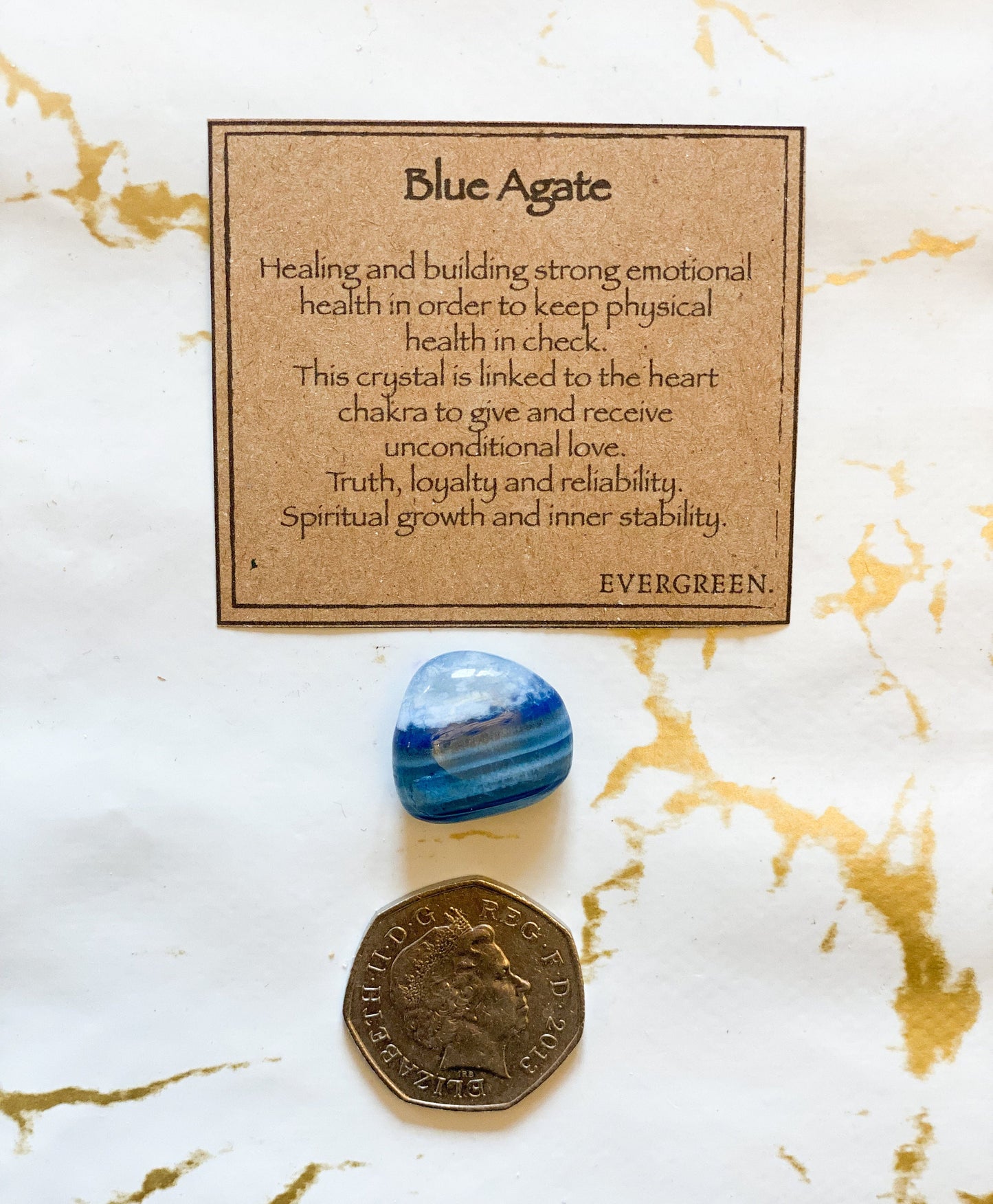 Blue Agate Crystal Tumbled Stone - Love, Truth & Loyalty