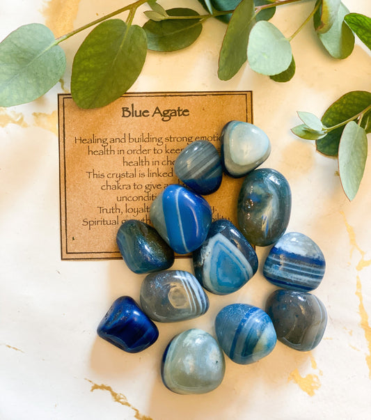Blue Agate Crystal Tumbled Stone - Love, Truth & Loyalty