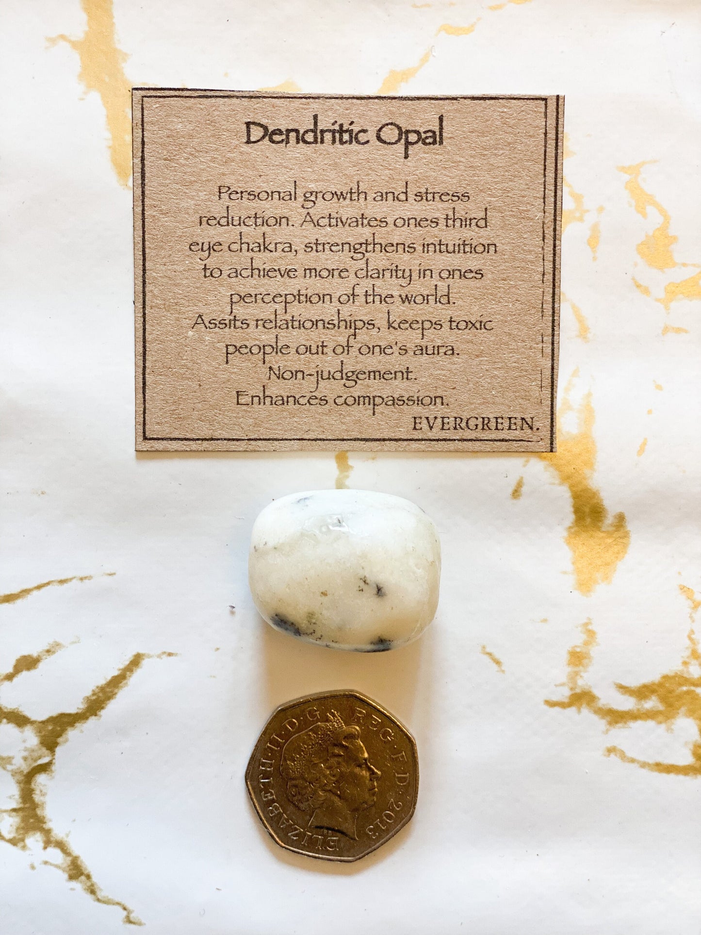 Dendritic Opal Crystal Tumbled Stone - Strength, Growth & Clarity