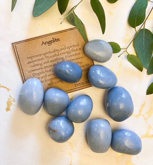 Angelite Crystal Tumbled Stone - Peace, Compassion & Forgiveness