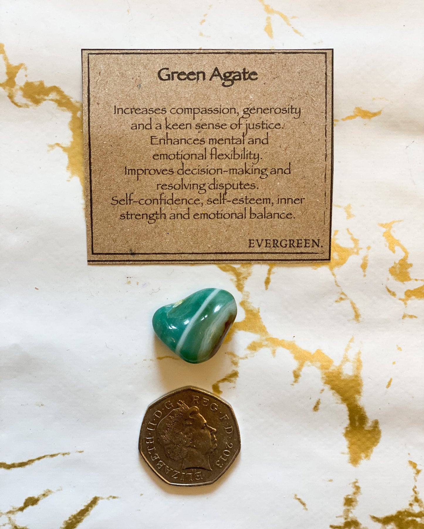 Green Agate Crystal Tumbled Stone - Strength, Compassion & Self-Confidence