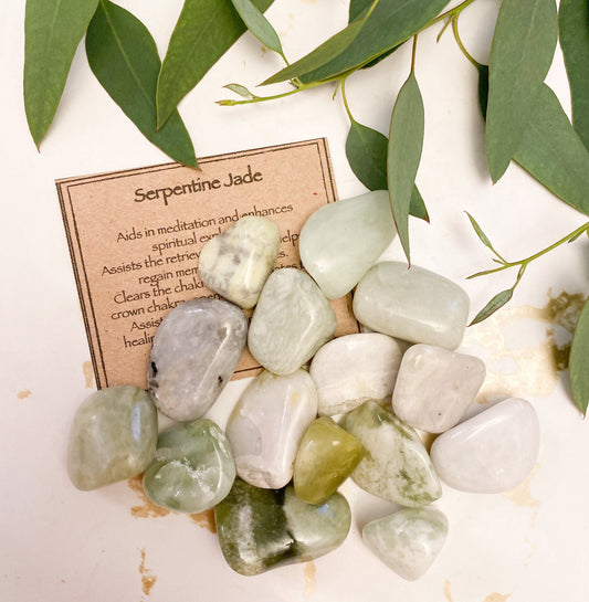 Serpentine Jade Crystal Tumbled Stone - Meditation, Independence & Wisdom