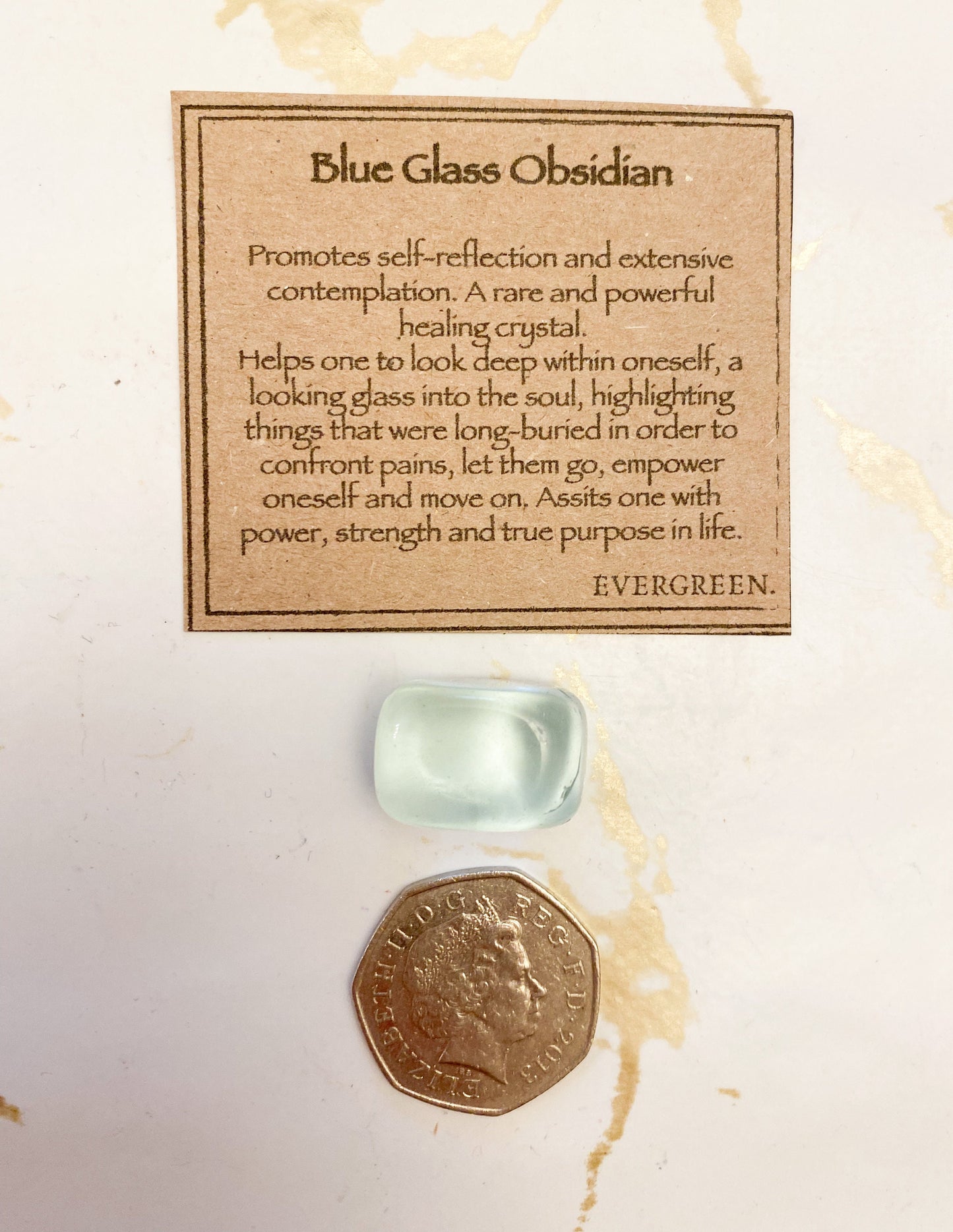 Blue Glass Obsidian Crystal Tumbled Stone - Power, Strength & Purpose