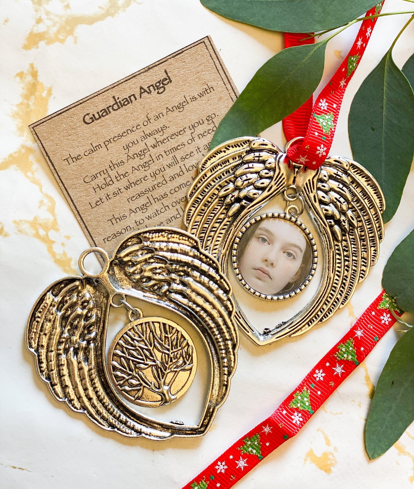 Guardian Angel Wings Photo Frame Bauble - Keep Loved Ones Near