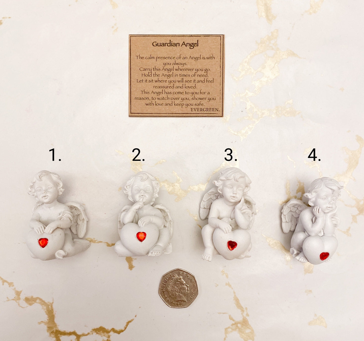 Cherub With A Red Heart Figurine - Peace, Love & Light