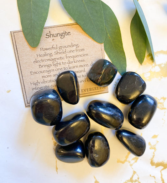 Shungite Crystal Tumbled Stone - Healing, Light & Wisdom