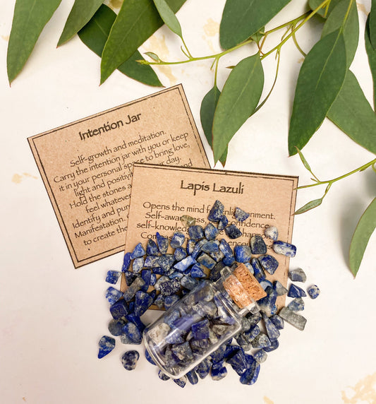 Lapis Lazuli Crystal Chips Intention Jar - Self-Confidence, Protection & Positivity