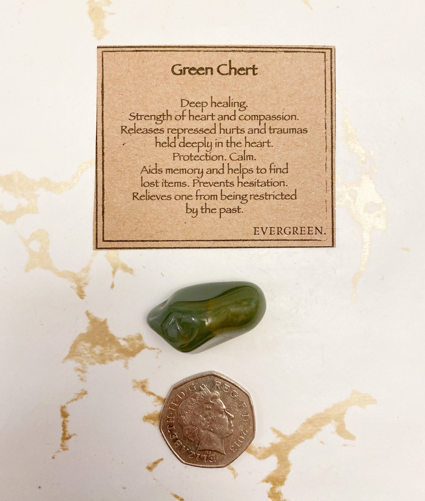 Green Chert Crystal Tumbled Stone - Strength, Healing & Protection