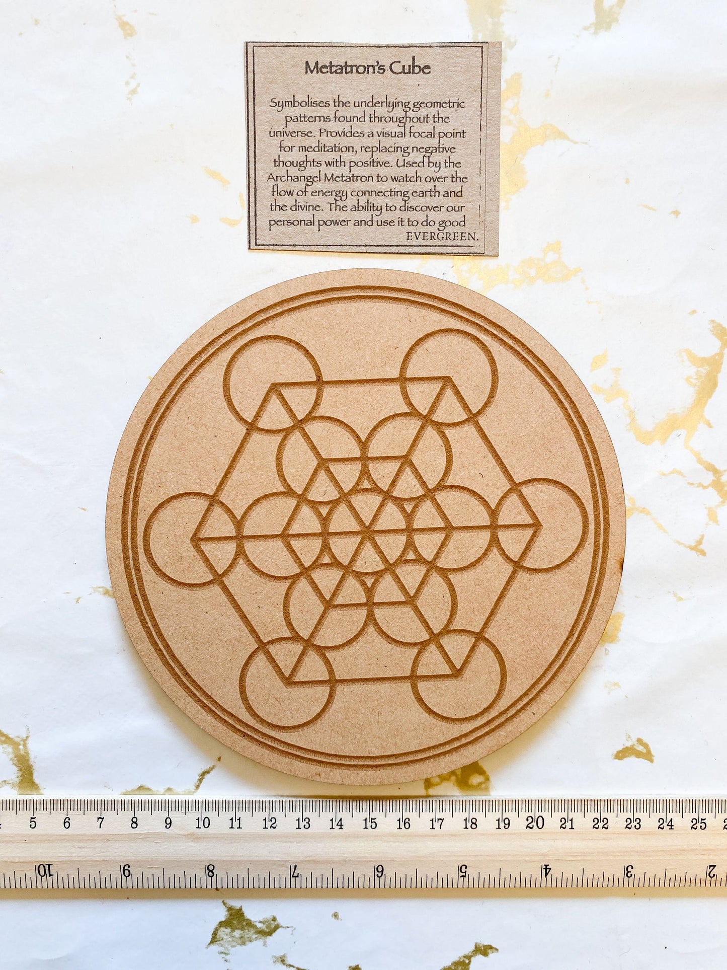 Wooden Metatron's Cube Crystal Charging Plate 15cm
