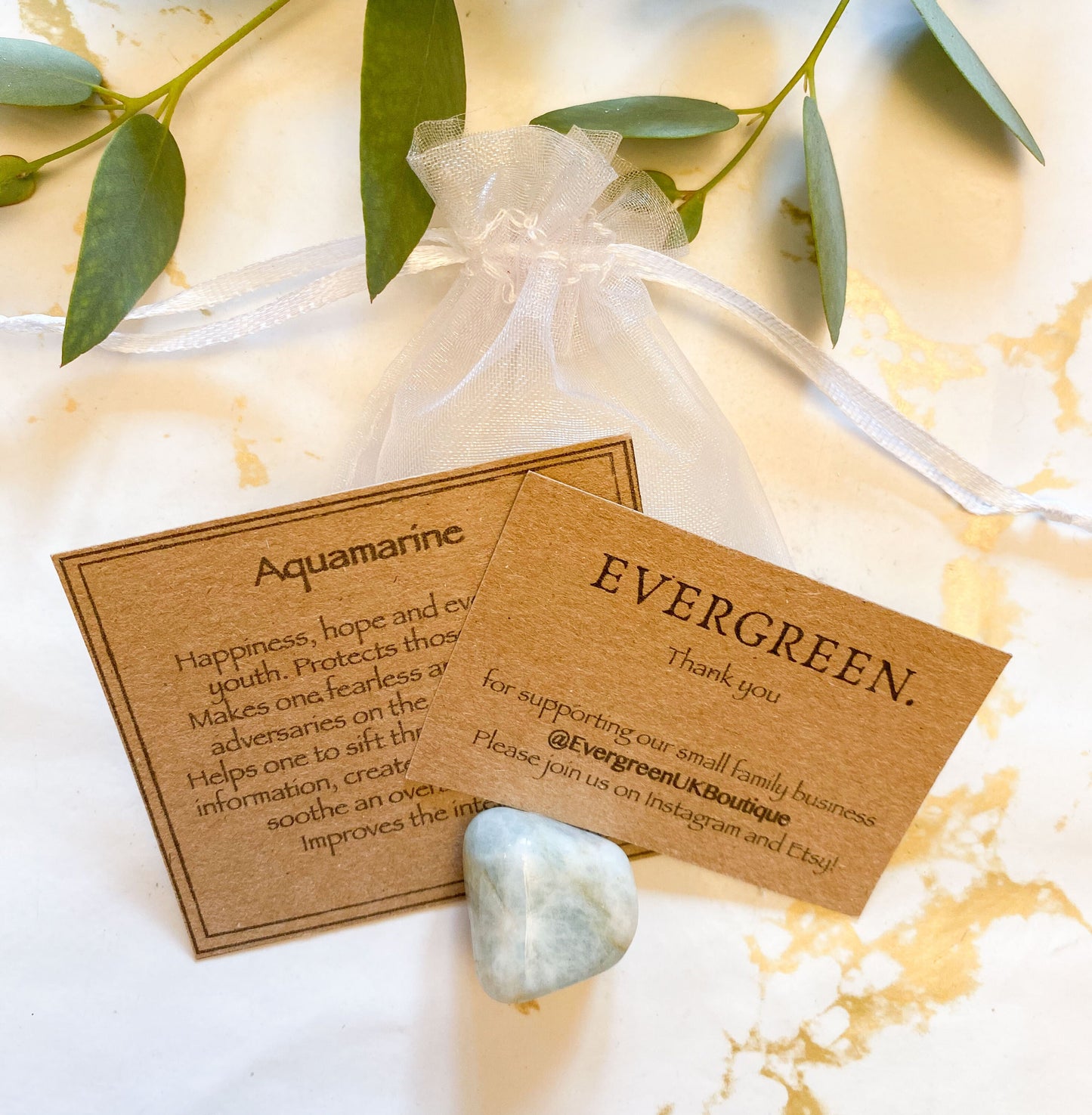 Aquamarine Crystal Tumbled Stone - Protection, Energy & Clarity