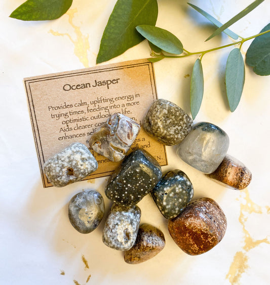 Ocean Jasper Crystal Tumbled Stone - Calm, Positivity & Self-Confidence