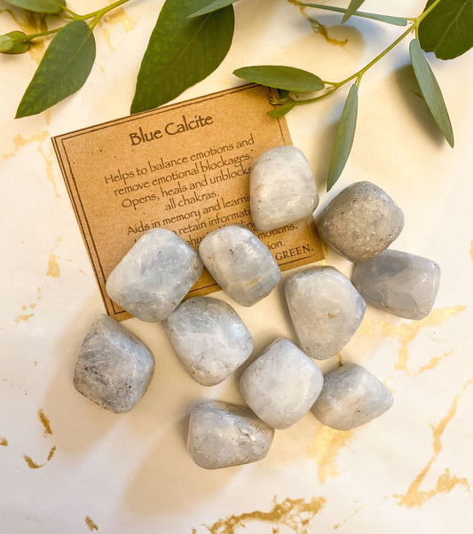 Blue Calcite Crystal Tumbled Stone - Balance, Healing & Relaxation