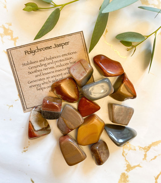 Polychrome Jasper Crystal Tumbled Stone - Protection, Grounding & Relaxation