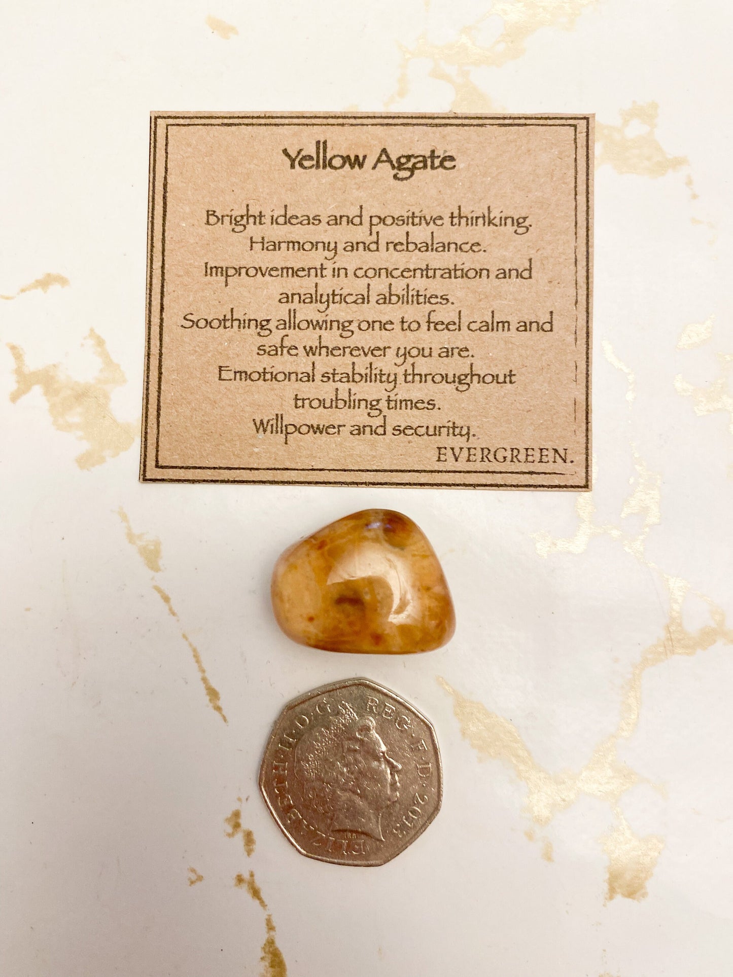 Yellow Agate Crystal Tumbled Stone - Willpower, Concentration & Harmony