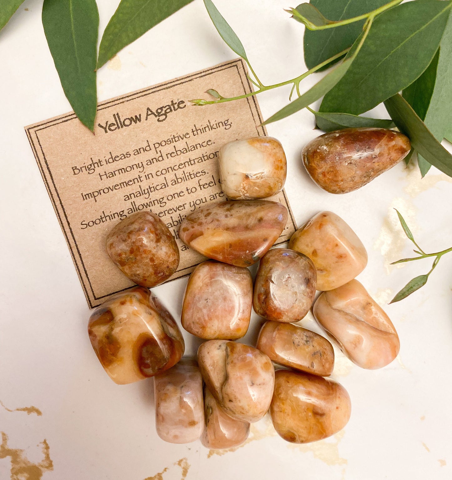 Yellow Agate Crystal Tumbled Stone - Willpower, Concentration & Harmony