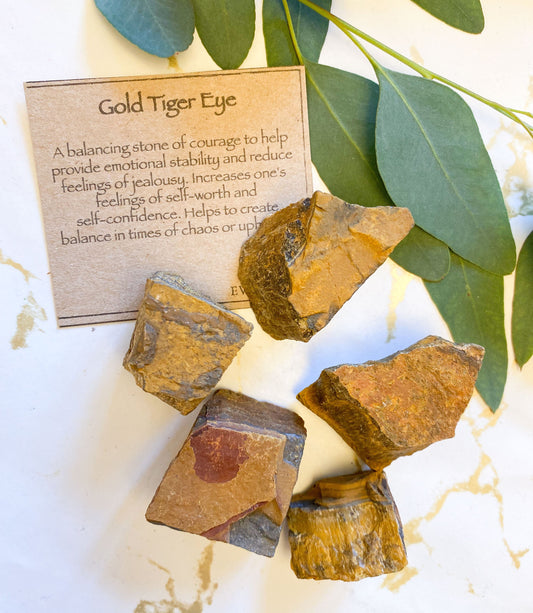 Gold Tiger Eye Raw / Rough Crystal - Stability, Self-Worth & Self - Confidence