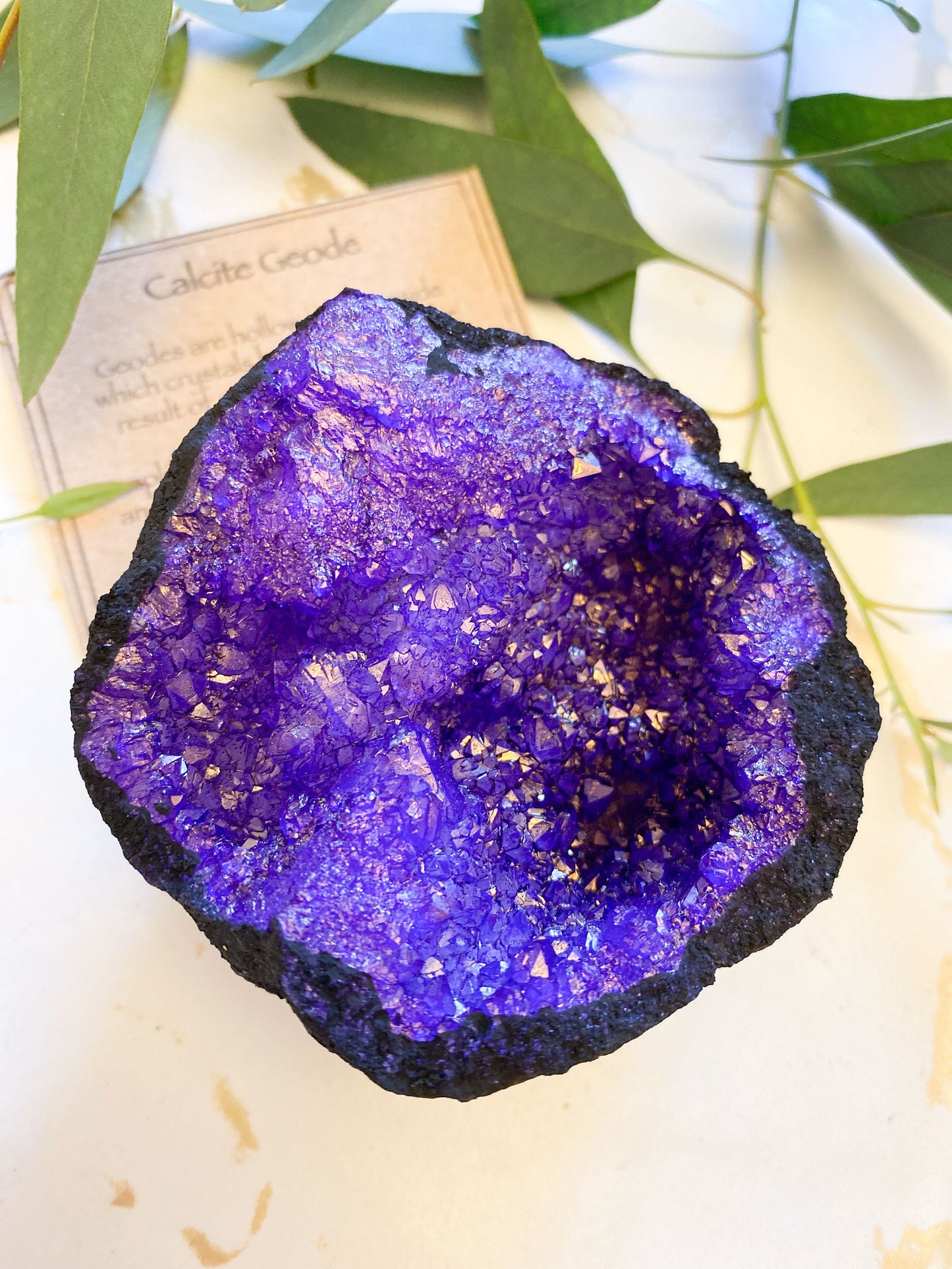 Coloured Calcite Geode 80mm - Black Or Natural Rock