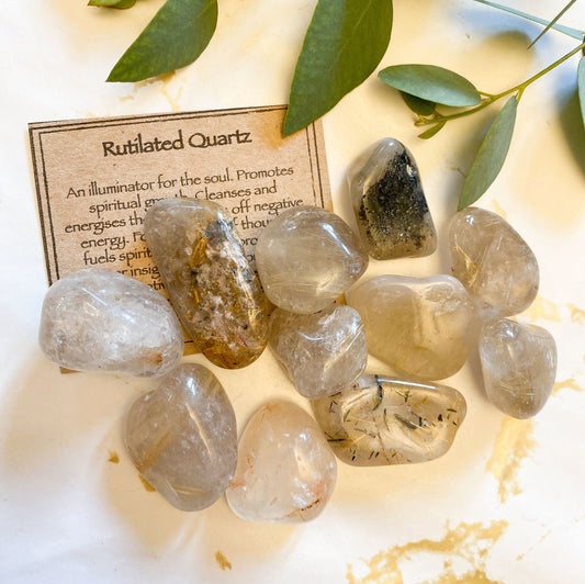 Rutilated Quartz Crystal Tumbled Stone -