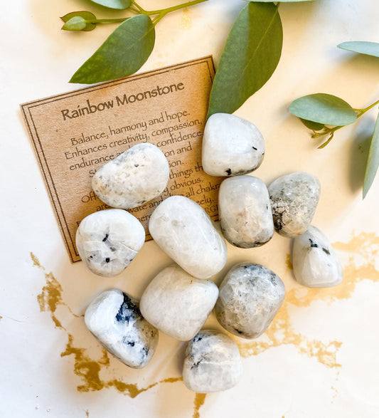 Rainbow Moonstone Crystal Tumbled Stone - Balance, Harmony & Hope