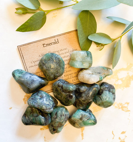 Emerald Crystal Tumbled Stone - Peace, Love & Unity