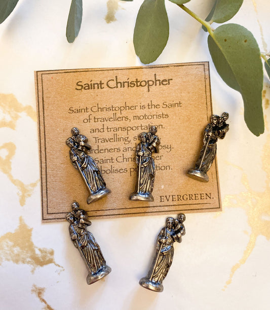 Saint Christopher Pewter Figurine - Protection For Travellers, Motorists & Transportation