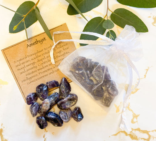 Amethyst Crystal Chip Gift Bag 20g - Balance, Wisdom & Intellect