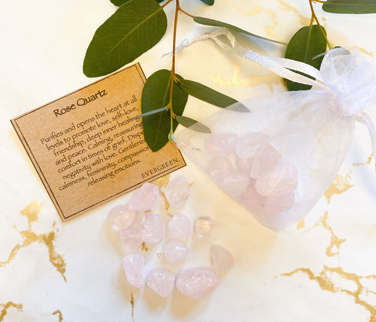 Rose Quartz Crystal Chip Gift Bag 20g - Love, Peace & Healing