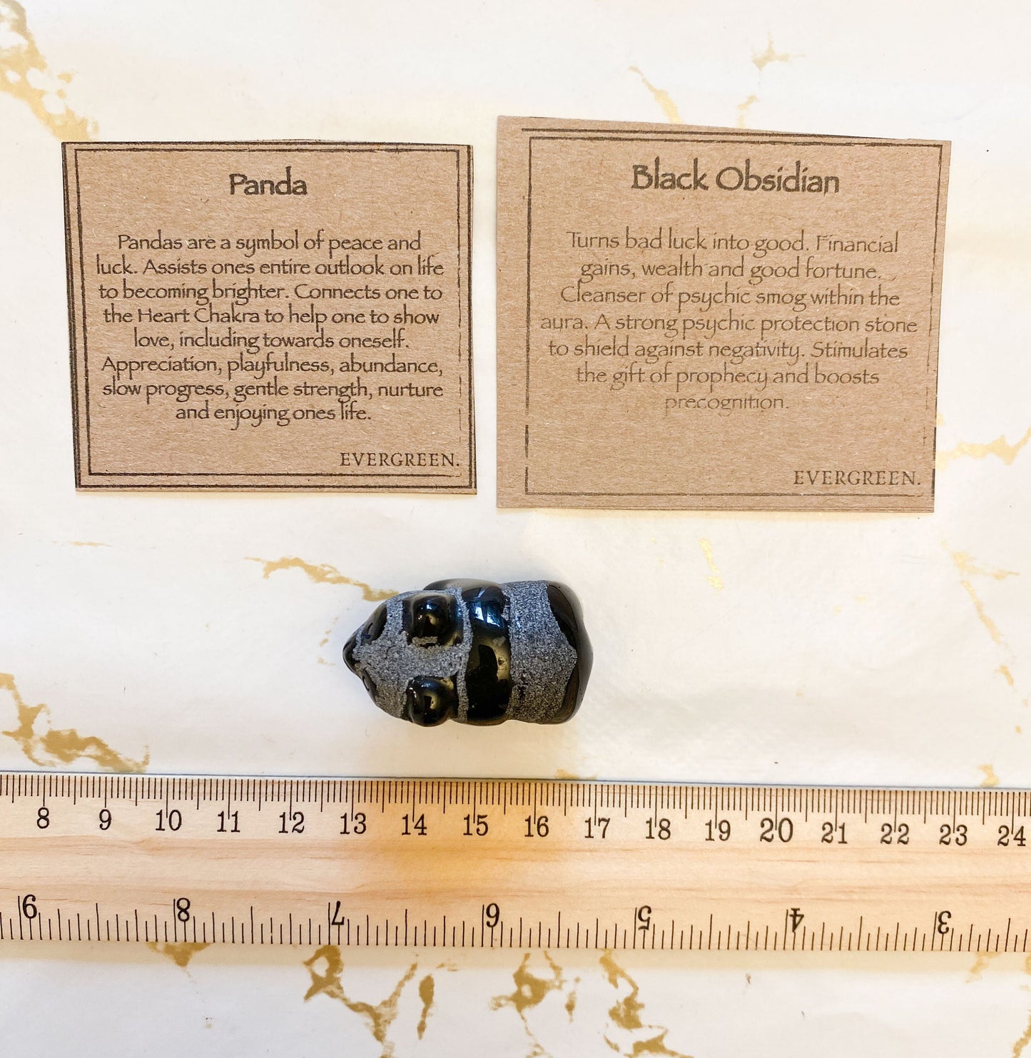 Hand Carved Black Obsidian Crystal Panda - Playfulness, Wealth & Good Fortune
