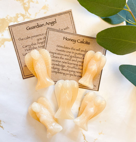 Honey Calcite Crystal Guardian Angel 35mm / 50mm - Peace, Love & Protection