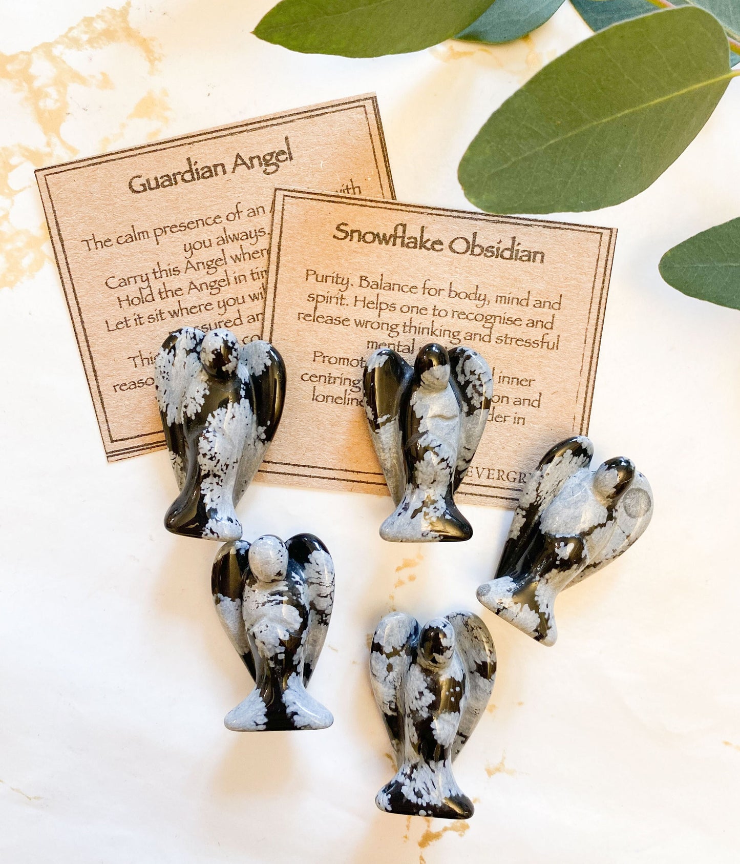 Snowflake Obsidian Crystal Guardian Angel 35mm - Peace, Love & Protection