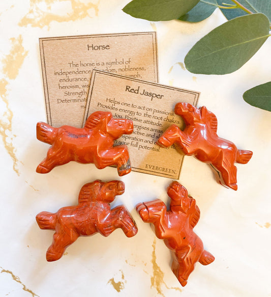 Hand Carved Red Jasper Crystal Horse - Confidence, Wisdom & Joy