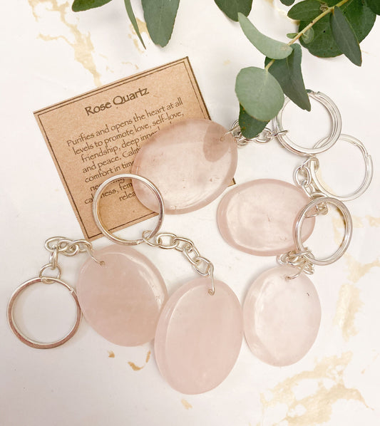 Rose Quartz Crystal Palm Keychain - Love, Calmness & Healing