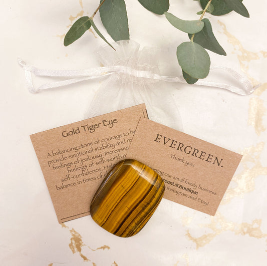 Gold Tiger Eye Crystal Palm Stone - Stability, Self-Worth & Confidence