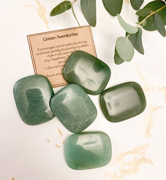 Green Aventurine Crystal Palm Stone - Leadership, Happiness & Good Luck