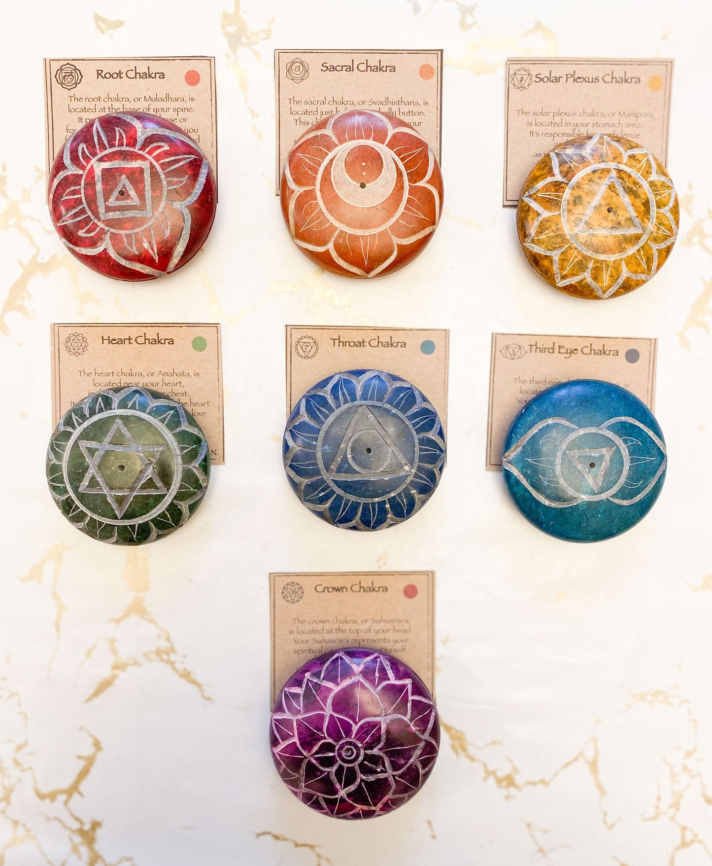 Hand Carved Soapstone Chakra Pebble Ash Catcher - All 7 Chakras Available!