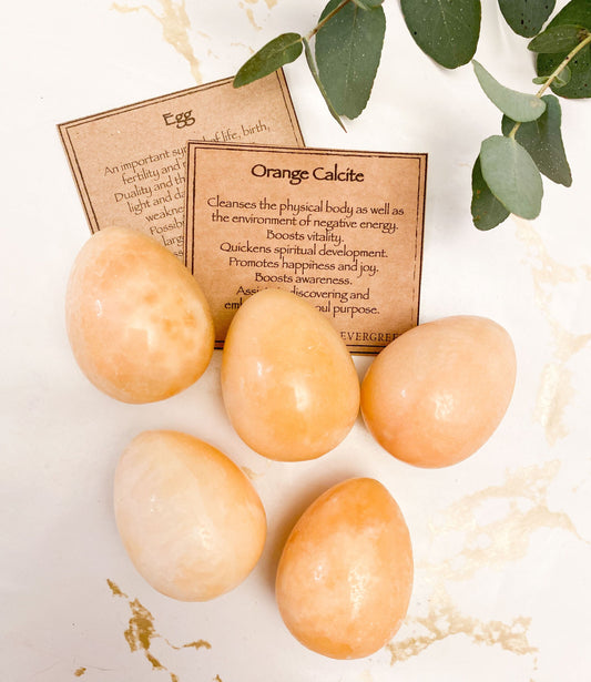 Orange Calcite Crystal Egg - Purpose, Cleansing & Happiness